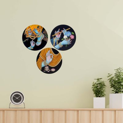 Lord Krishna Divine Wall Art Set   Spiritual Paintings  Modern & Traditional Home Interiors  Wall Décor for Living Room, Pooja Room & Office (Radha Krishna Wall Art)